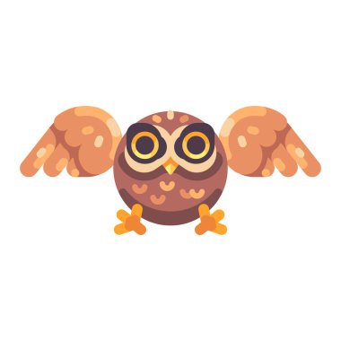 Sevimli küçük kahverengi baykuş av düz simgesi