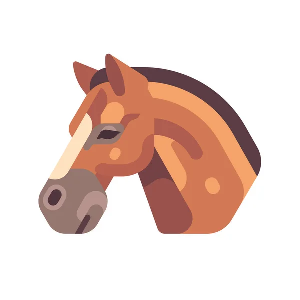 Brown horse head side view flat icon — Stock Vector