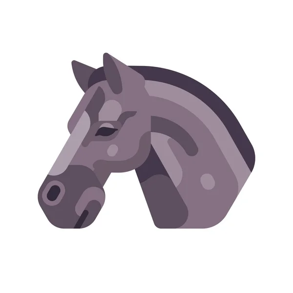 Cabeza de caballo negro vista lateral icono plano — Archivo Imágenes Vectoriales