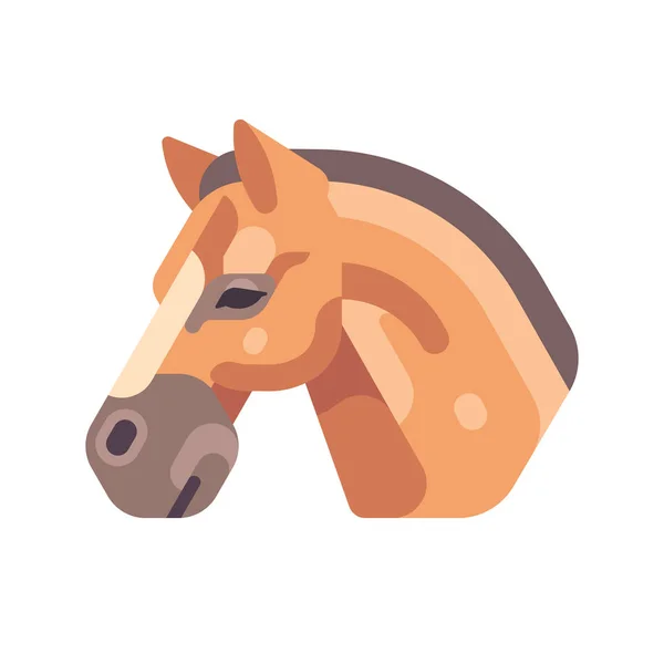 Light brown horse head side view flat icon — Stock Vector