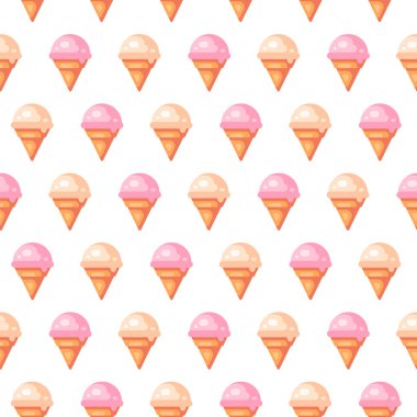 Dikişsiz desen çeşitli dondurma konileri