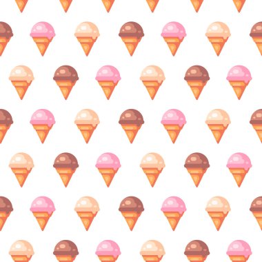 Dikişsiz desen çeşitli dondurma konileri