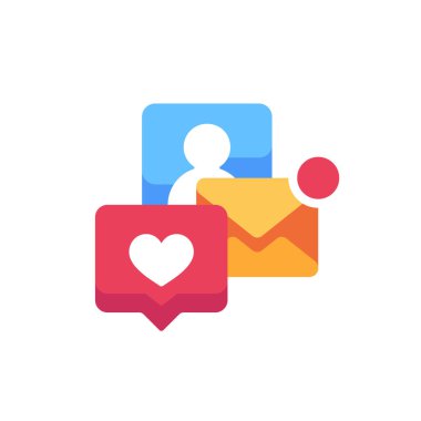 Notification pop-ups flat icon. E-mail and social media alerts clipart