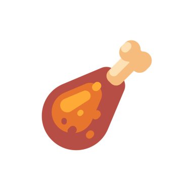 Kızarmış tavuk bacağı. Fast Food düz simge