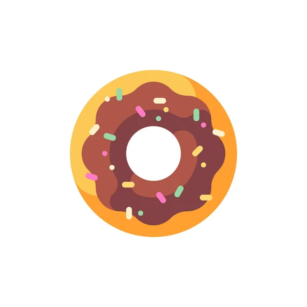 Glasierte bestreute Schokolade Donut flache Symbol — Stockvektor