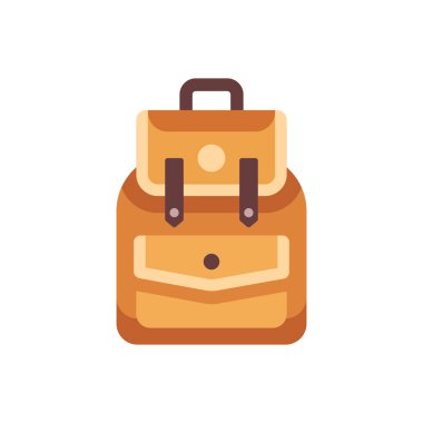 Deri okul çocuk sırt çantası düz simgesi. Okula geri dön illustrati