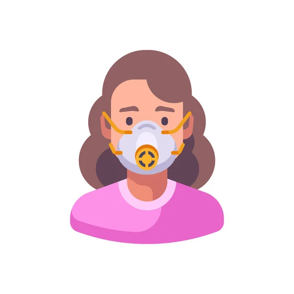 Mujer Con Máscara Facial N95 Con Medidor Protección Contra Virus — Vector de stock