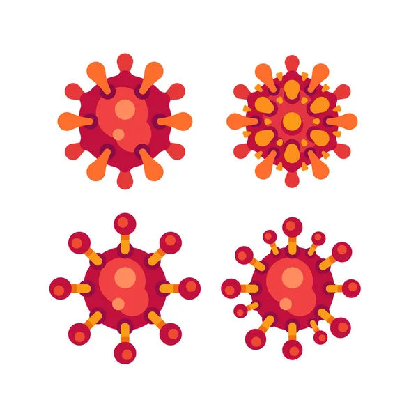 Sed Red Virus Flat Icons Sars Cov Novel Coronavirus Vector — Stock Vector