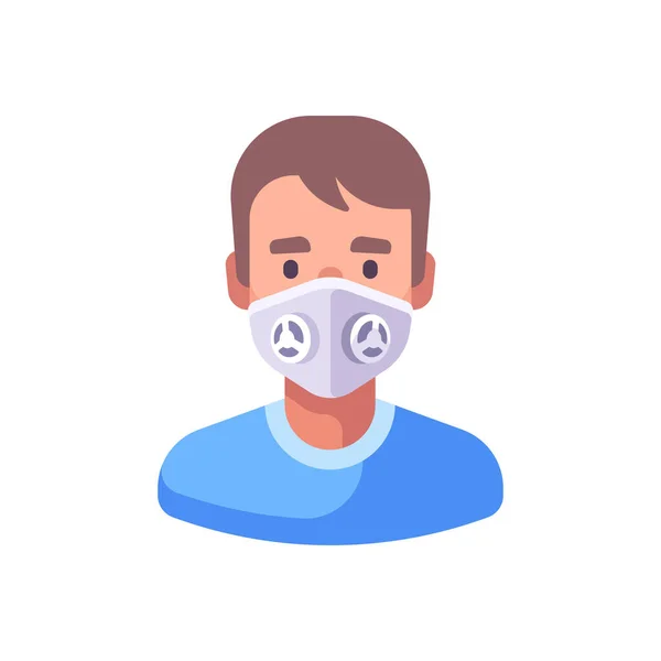 Hombre Con Máscara Facial N99 Blanca Protección Contra Virus Ilustración — Vector de stock