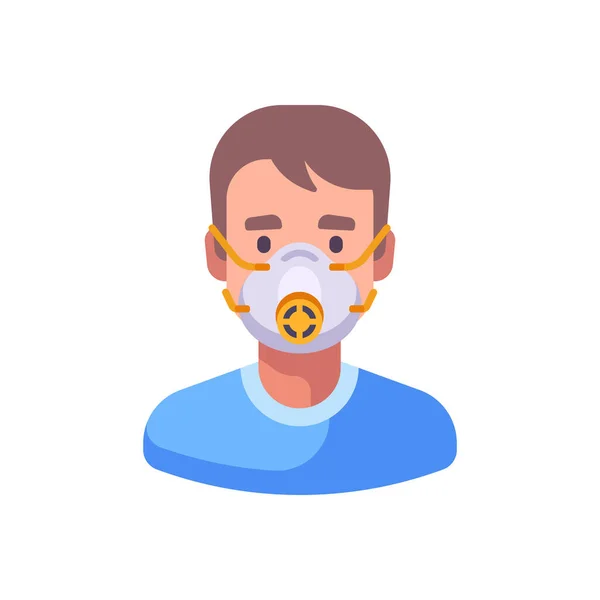 Hombre Con Máscara Facial N95 Con Medidor Protección Contra Virus — Vector de stock