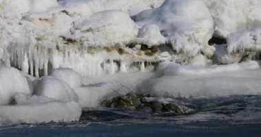 4 k. çekim, Arctic buz yakın çekim. Dalgalar kaçışı buzlar hakkında. Sert deniz.