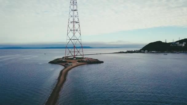 Luftaufnahme Des Tokarevskiy Leuchtturm Einer Der Ältesten Leuchttürme Fernen Osten — Stockvideo
