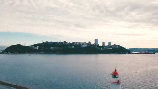 Vista Aerea Estiva Del Faro Tokarevskiy Uno Dei Fari Più — Video Stock