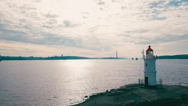 Vista Aérea Verano Del Faro Tokarevskiy Uno Los Faros Más — Vídeos de Stock