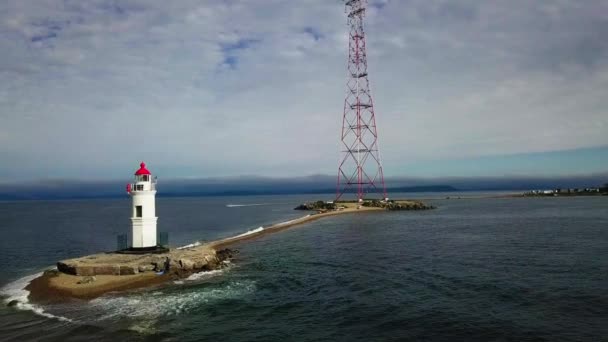 Vista Aérea Verão Farol Tokarevskiy Dos Faróis Mais Antigos Extremo — Vídeo de Stock