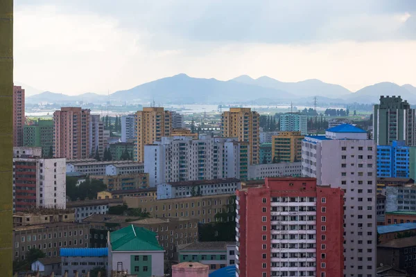 Août 2018 Corée Nord Pyongyang Fusillade Panoramique Partie Centrale Capitale — Photo