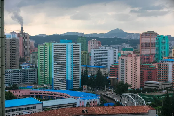 Agosto 2018 Coreia Norte Pyongyang Tiro Panorâmico Parte Central Capital — Fotografia de Stock