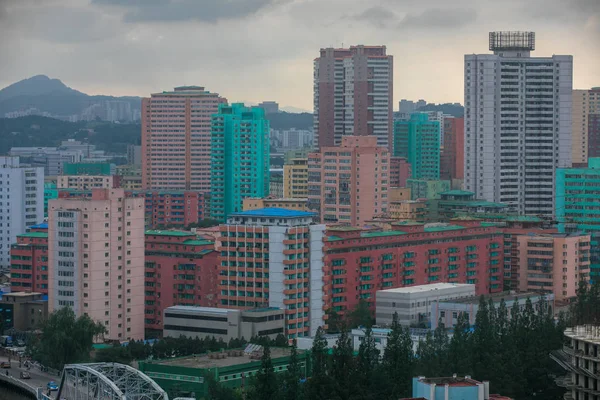 Agosto 2018 Coreia Norte Pyongyang Tiro Panorâmico Parte Central Capital — Fotografia de Stock