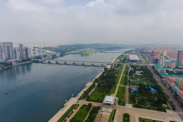 August 2018 North Korea Pyongyang Panoramic Shooting Central Part North — Stock Photo, Image