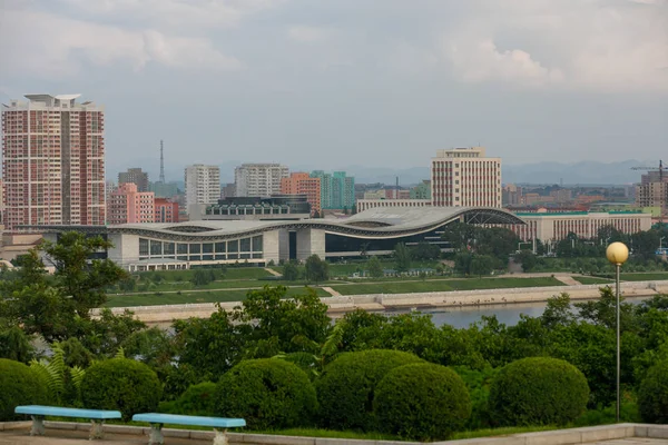 Août 2018 Corée Nord Pyongyang Fusillade Panoramique Partie Centrale Capitale — Photo