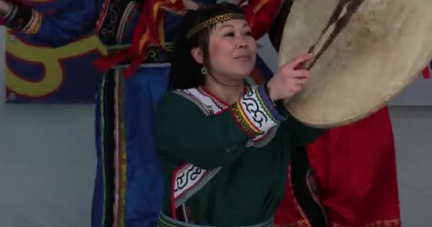 March 2018 Krasny Yar Primorye Territory Shaman Dances Udege Festival — Stock Video