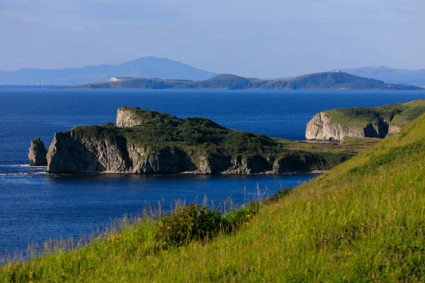 Een Kleurrijke Dageraad Cape Bruce Slavyanka Het District Chasanski Van — Stockfoto