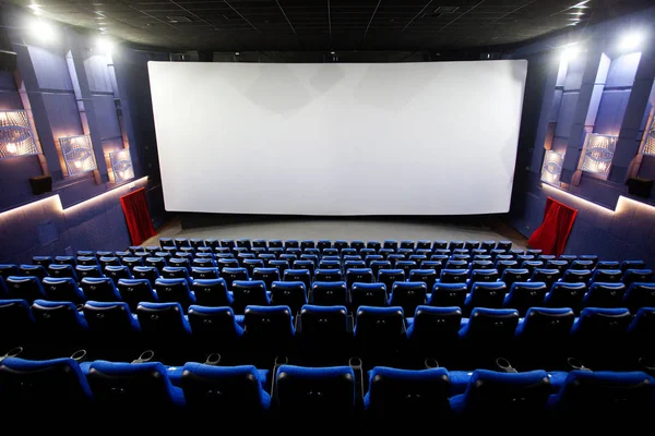 Empty Comfortable Red Seats Numbers Cinema — Stock Photo, Image