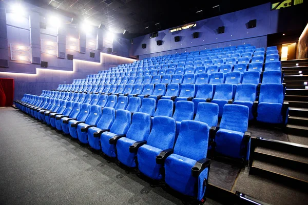 Empty Comfortable Red Seats Numbers Cinema — Stock Photo, Image