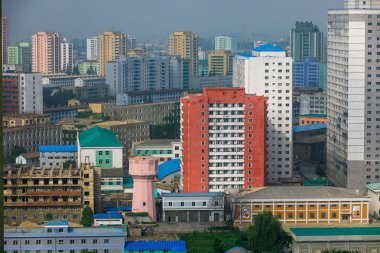 Kuzey Kore, Pyongyang - Kuzey Kore'nin başkenti Pyongyang'a orta kesiminde çekim panoramik