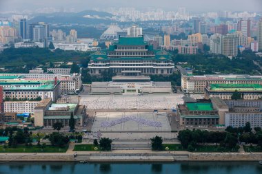 Pyongyang, Kuzey Kore - Kim Il Sung kare bir yükseklikten