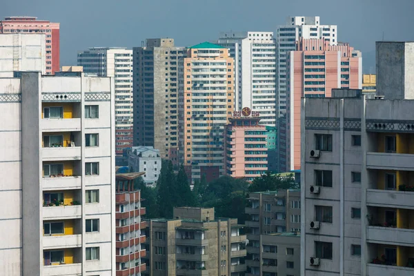 Corea Del Nord Pyongyang Ripresa Panoramica Della Parte Centrale Della — Foto Stock