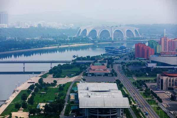 Северная Корея Пхеньян Панорамная Съемка Центральной Части Столицы Кндр Пхеньяна — стоковое фото