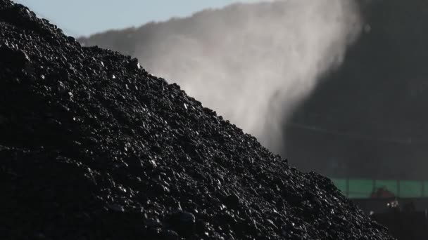Natural Black Industrial Heaps Coals Heavy Industrial Coal Powered Electricity — Stock Video