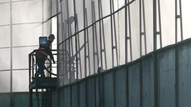 October 2018 Nakhodka Primorsky Krai Employee Stevedore Port Pours Coal — Stock Video