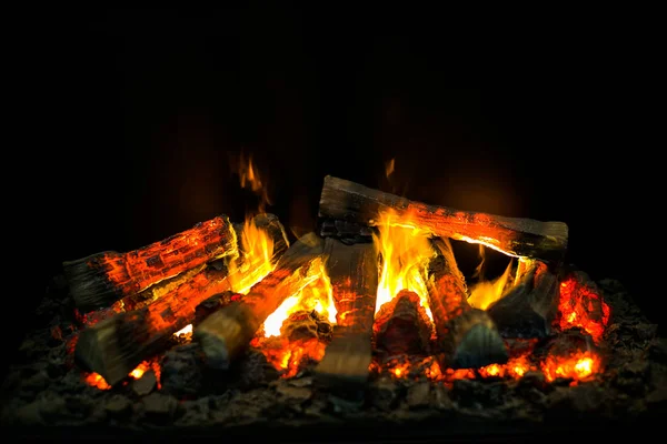 Artificial Fire Stone Fireplace — Stock Photo, Image