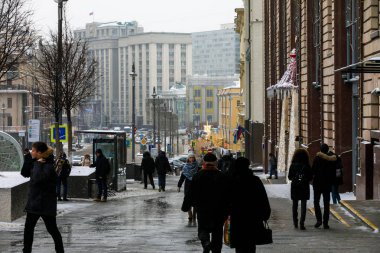 Ocak 2019, Moskova - Rusya, Moskova, başkenti Merkez sokaklarında yeni yıl tatil arifesinde dekore edilmiştir. Rusya'nın başkenti Avrupa'nın yeni yıl şehir haline geldi