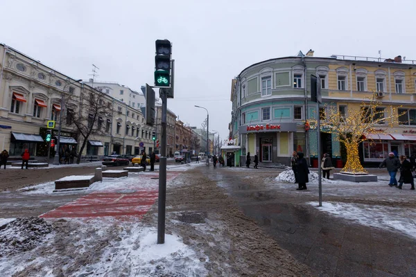 Ledna 2019 Moskva Centrální Ulice Hlavního Města Ruska Moskva Jsou — Stock fotografie