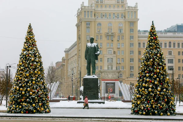 Stycznia 2019 Moskwa Ulice Centrum Stolicy Rosji Moskwy Urządzone Przeddzień — Zdjęcie stockowe