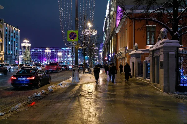 Januari 2019 Moskva Moskva Gator Centrala Gatorna Huvudstaden Ryssland Moskva — Stockfoto