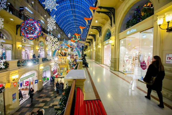 January 2019 Moscow New Year Decoration Main Department Store Moscow — Stock Photo, Image