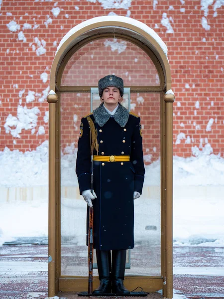 Janeiro 2019 Moscou Praça Vermelha Funcionários Regimento Presidencial Durante Encaminhamento — Fotografia de Stock