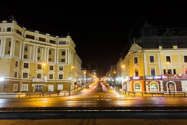 Strada Centrale Vladivostok Svetlanskaya Notte — Foto Stock