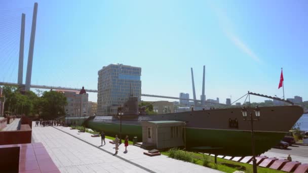 Мемориал Гвардии Краснознаменной Подводной Лодки Владивостоке — стоковое видео