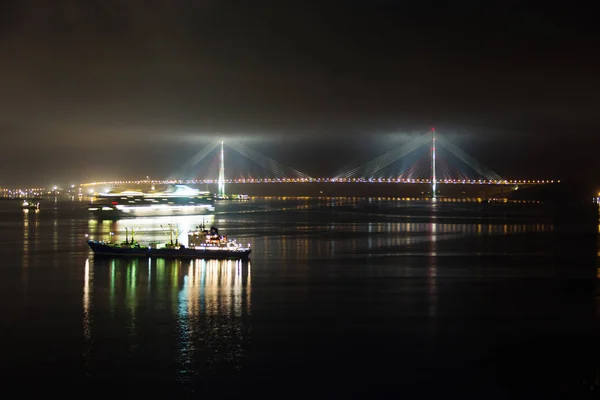 Удивительный Вид Воздуха Русский Мост Самый Длинный Мире Канатный Мост — стоковое фото