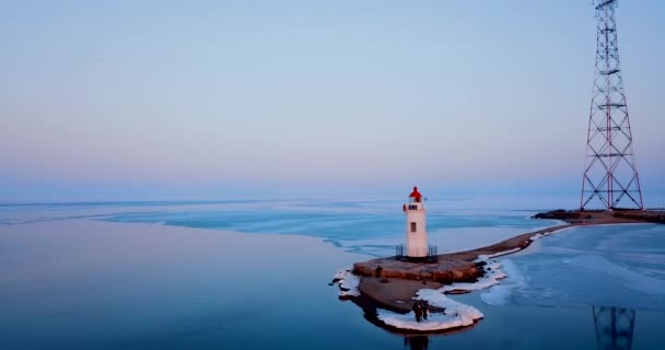Tokarev Lighthouse Vladivostok Içinde Iyi Hava Panoramik Manzaralı Deniz Feneri — Stok video
