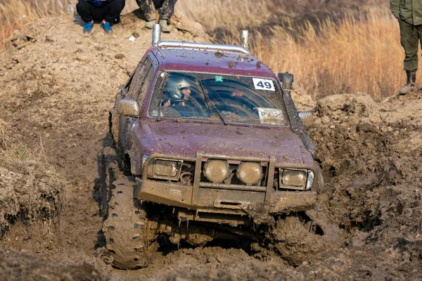 Ussuriysk Primorsky Krai Jaro 2012 Soutěž Zkušebním Procesu Džípu Mezi — Stock fotografie