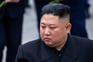 Vladivostok, Primorye Territory - 26 Nisan - Dprk Genel Sekreteri Portresi (Kuzey Kore) Vladivostok şehrinin Uzak Doğu başkenti yaptığı ziyaret sırasında.