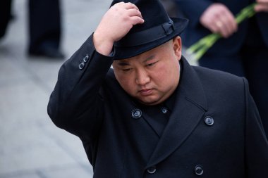 Vladivostok, Primorye Territory - 26 Nisan - Dprk Genel Sekreteri Portresi (Kuzey Kore) Vladivostok şehrinin Uzak Doğu başkenti yaptığı ziyaret sırasında.