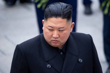 Vladivostok, Primorye Territory - 26 Nisan - Dprk Genel Sekreteri Portresi (Kuzey Kore) Vladivostok şehrinin Uzak Doğu başkenti yaptığı ziyaret sırasında.