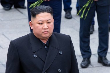 Vladivostok, Primorye Territory - 26 Nisan - Dprk Genel Sekreteri Portresi (Kuzey Kore) Vladivostok şehrinin Uzak Doğu başkenti yaptığı ziyaret sırasında.